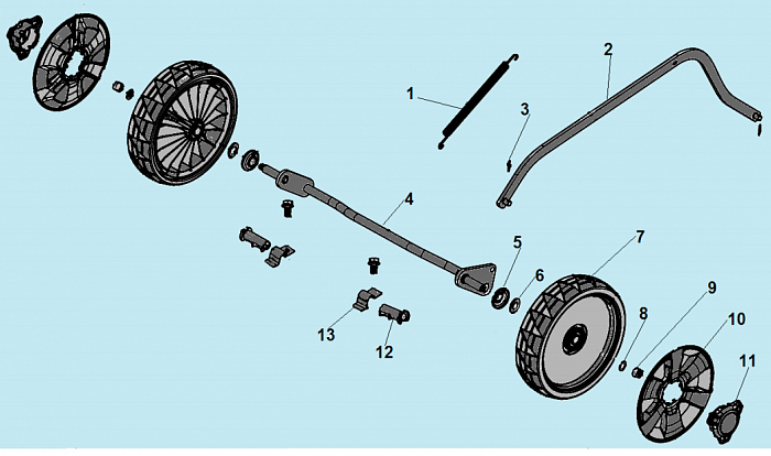 7 КОЛЕСА Газонокосилка CHAMPION LM5347BS