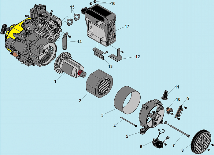 1 ЯКОРЬ - СТАТОР - БЛОК AVR ГЕНЕРАТОР CHAMPION GG2000
