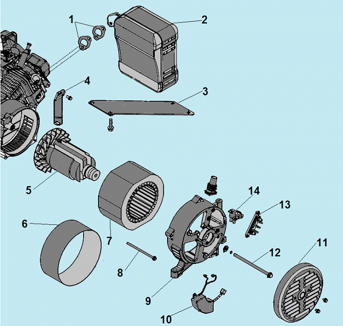1 ЯКОРЬ - СТАТОР - БЛОК AVR ГЕНЕРАТОР CHAMPION GG3301C